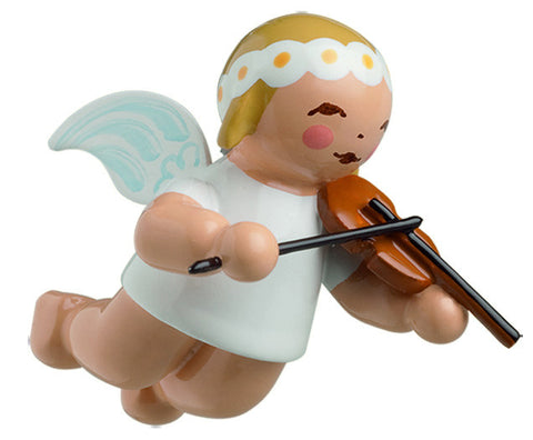 Small Flying / Suspended Marguerite Angel with Violin Ornament - 1"