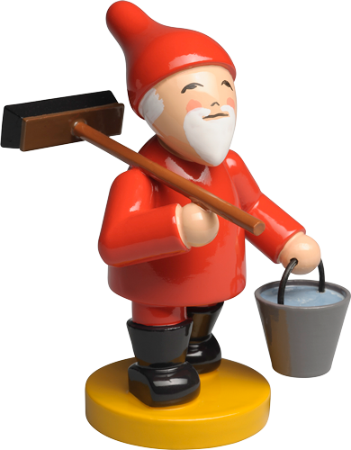 Gnome / Fairy / Elf with Broom and Bucket