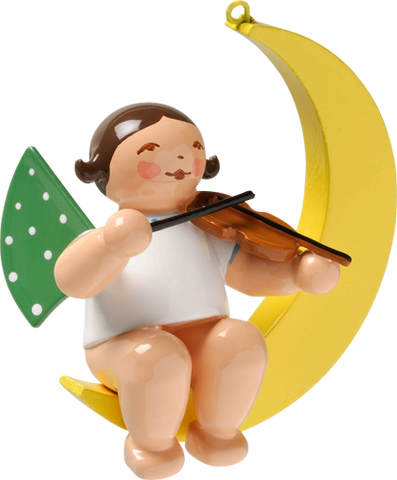 Angel on the Moon with Violin - Ornament / 1-3/4" tall
