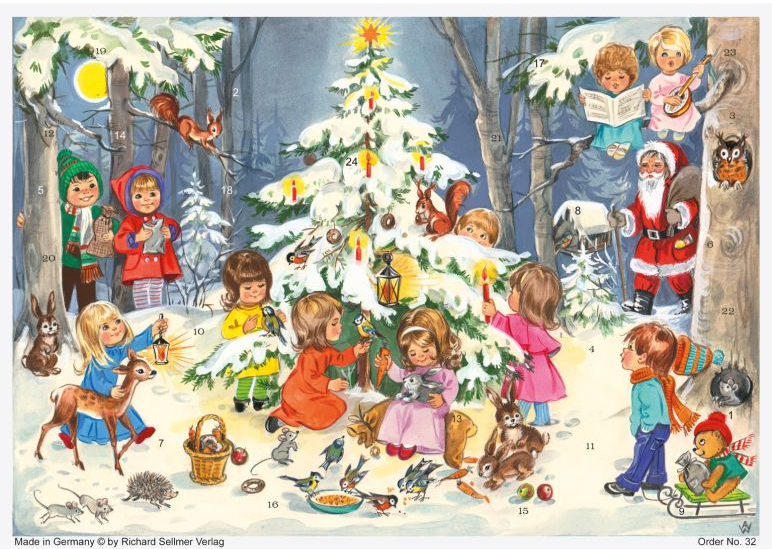 Woodland Christmas Tree with Children Advent Calendar