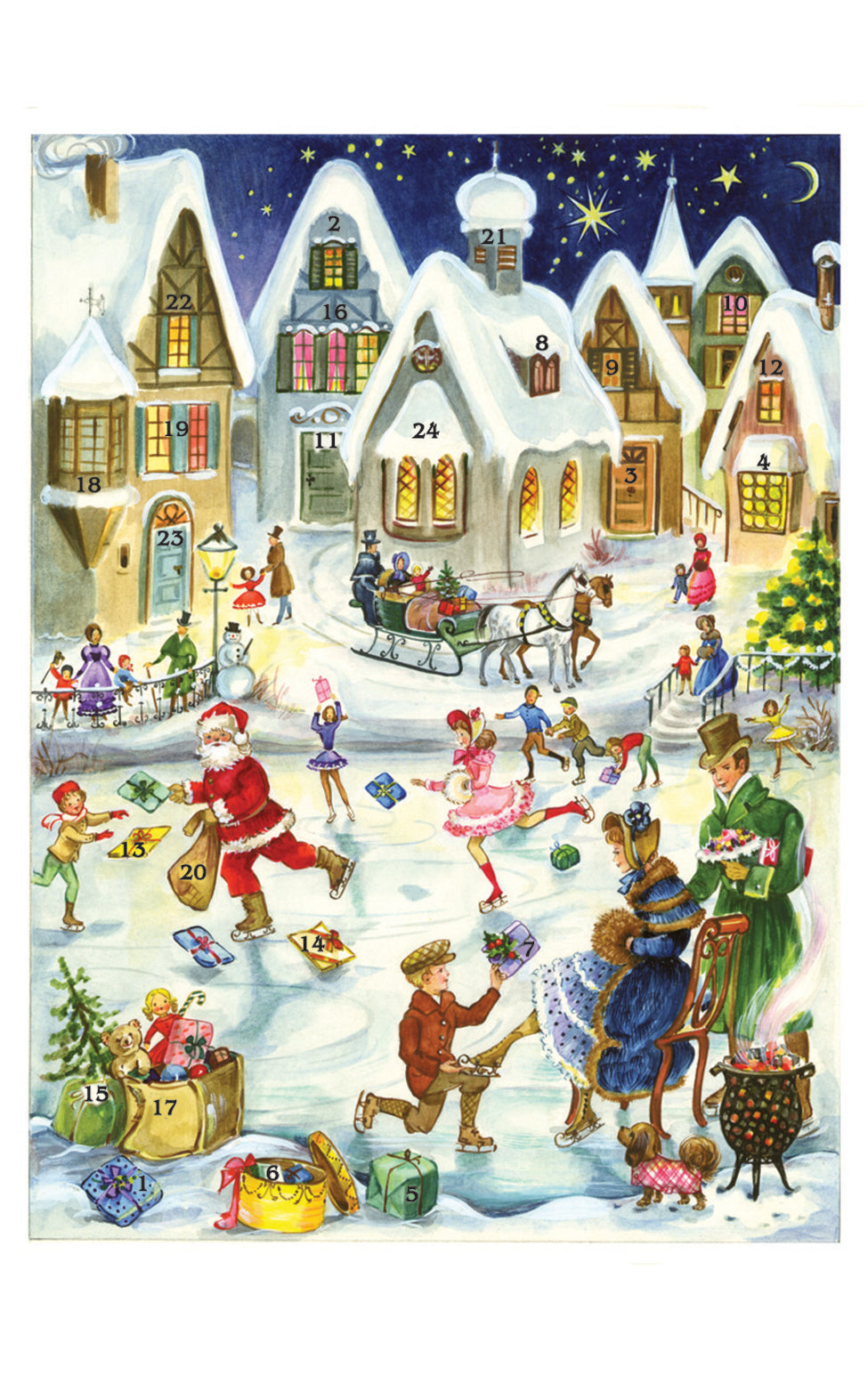 Santa's Skating Party - Advent Calendar GREETING CARD
