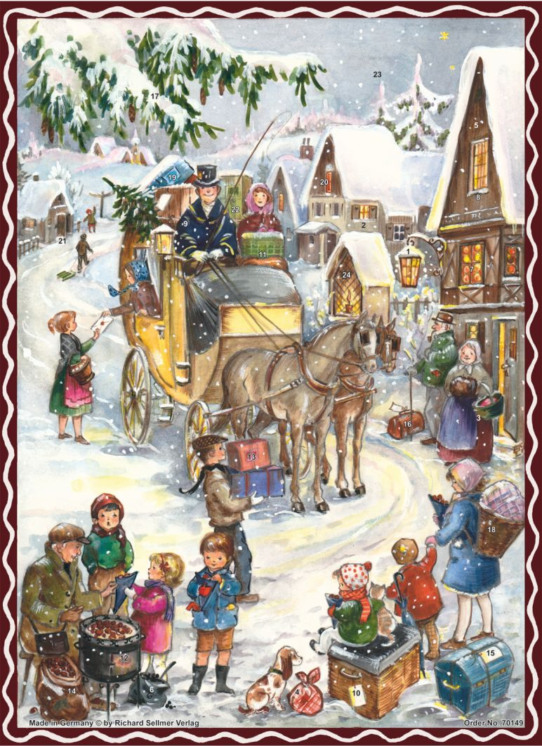 Snowy Horse and Carriage Scene Advent Calendar