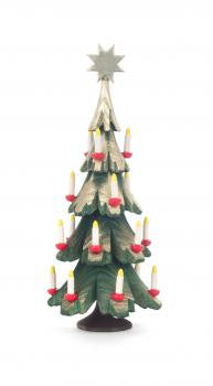 Hand-carved Christmas Tree with Candles and a Star Atop / 5-1/2"